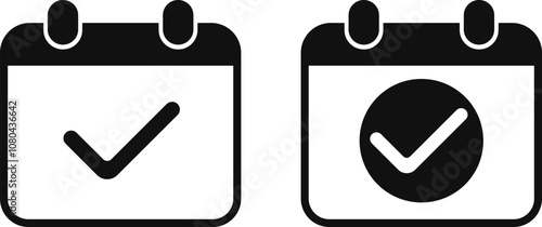Calender Icon set. Work schedule symbol.  date available sign. Calendar with check mark icon.
