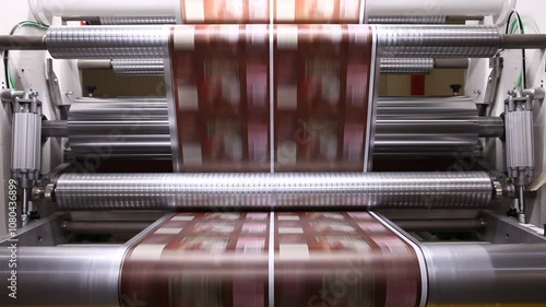 printing roll press in operation