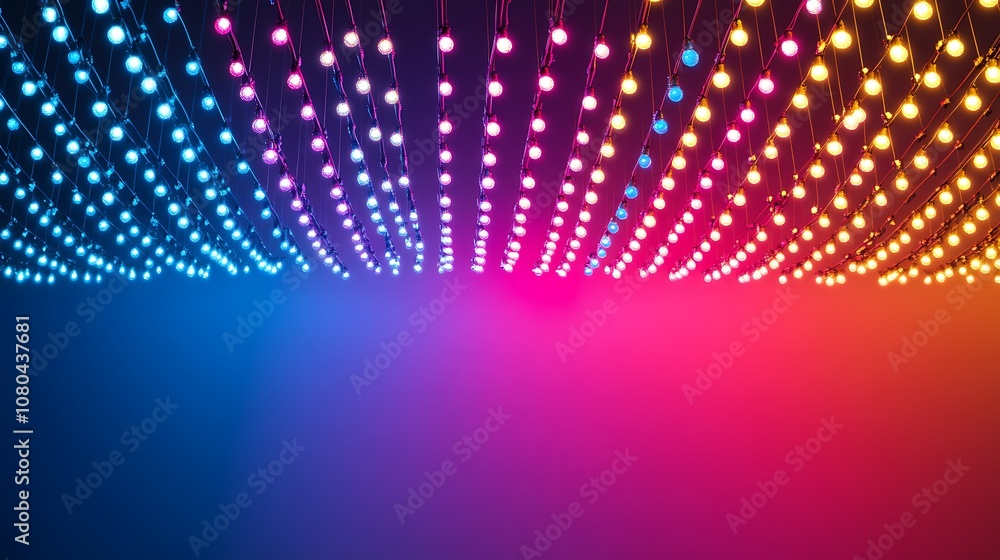 Obraz premium A vibrant display of colorful lights creating a festive atmosphere.