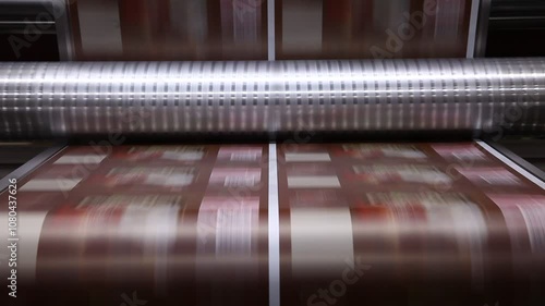printing roll press in operation