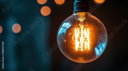 A macro photograph of the lamp's bulb, focusing on the light and any reflections, with the surrounding area softly blurred.