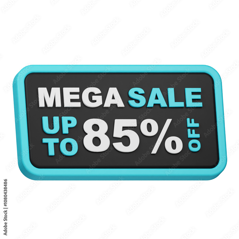 mega sale up to 85% off 3d icon isolated on the white background mega sale up to 85% off 3d icon isolated on the white background