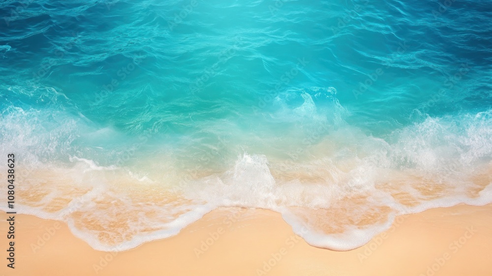 Obraz premium Azure Ocean Waves Crashing on Sandy Beach