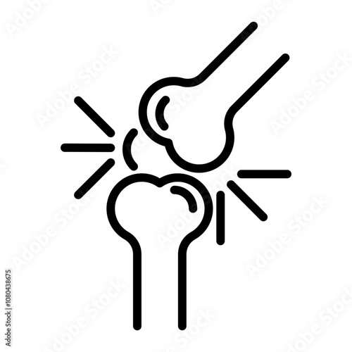 Arthritis knee joint pain icon linear logo mark in black and white