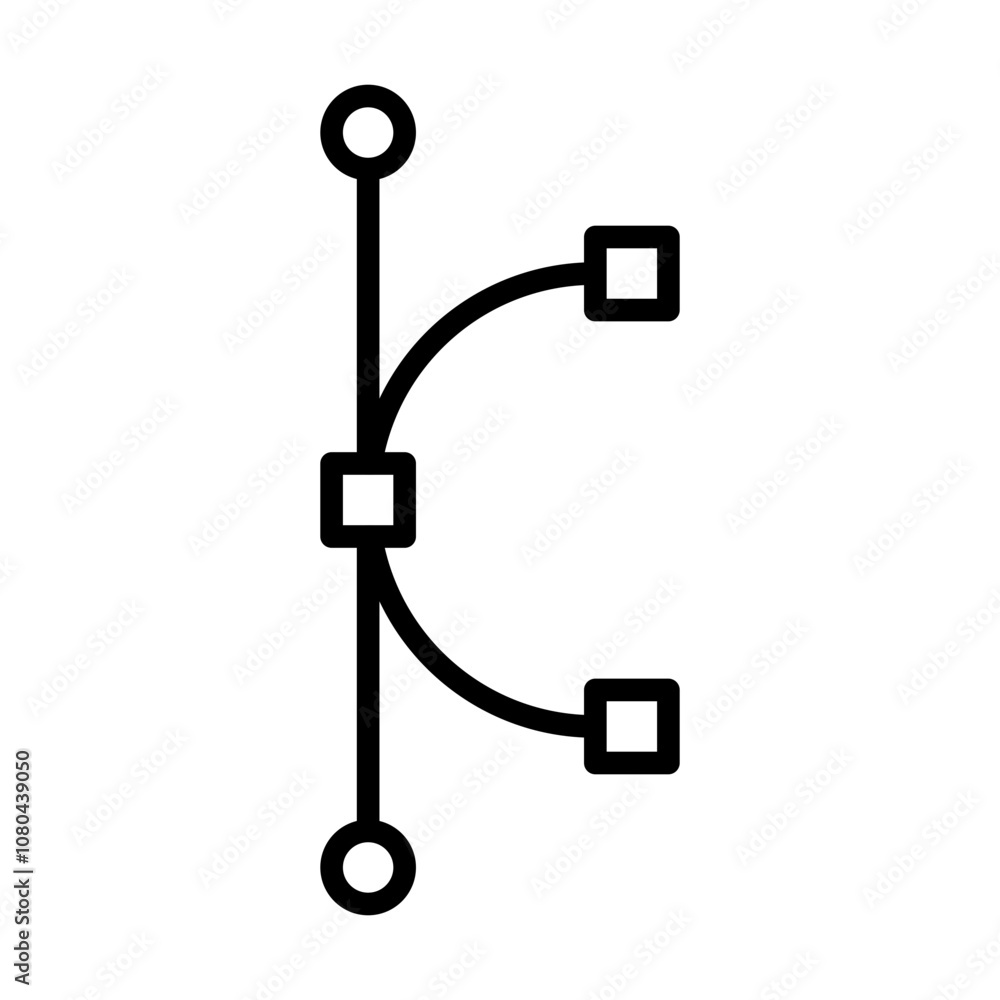 Bezier curve icon linear logo mark in black and white Bezier curve icon linear logo mark in black and white