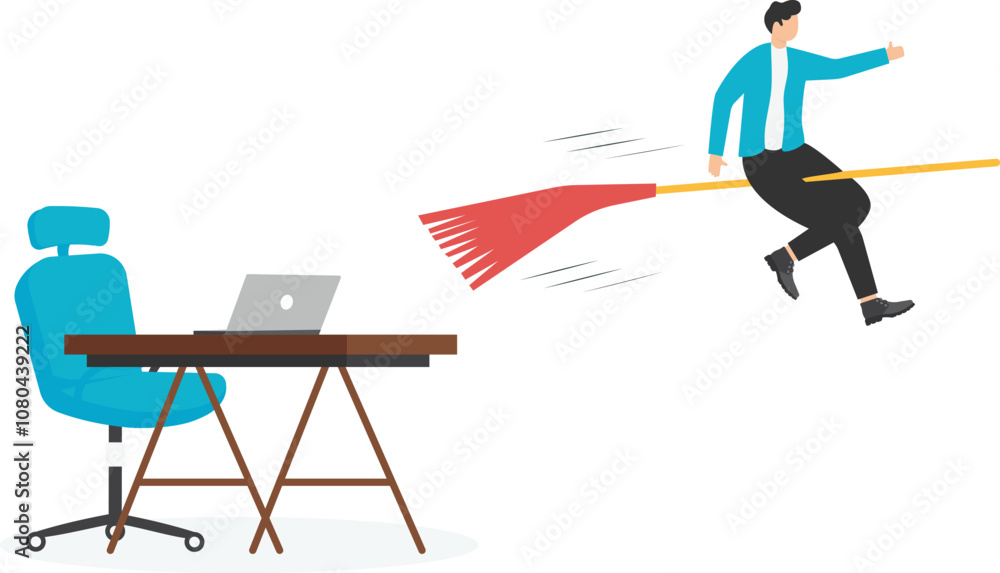 Two businessmen sitting on a magic broom flying in the sky
Two businessmen sitting on a magic broom flying in the sky