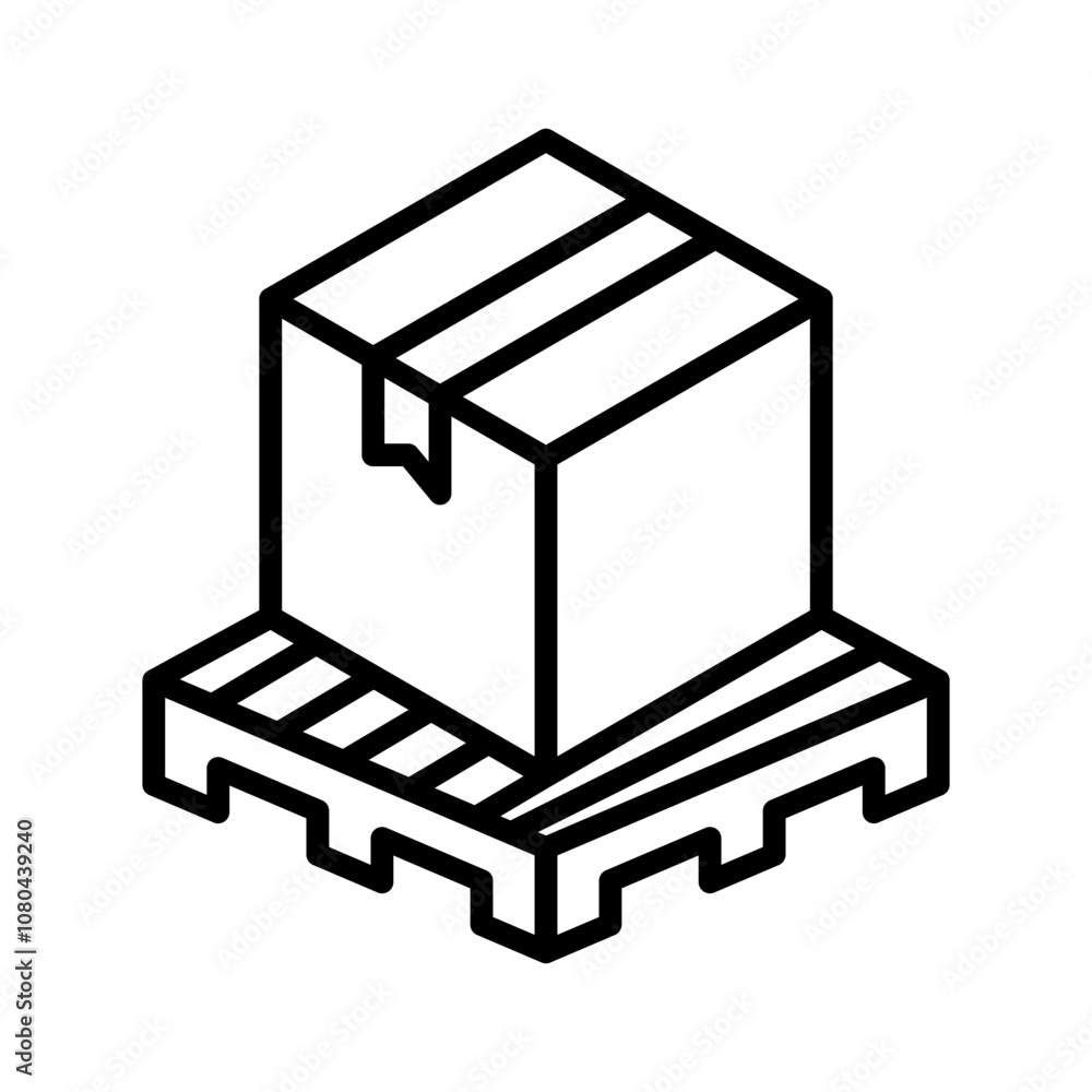 box on a pallet icon linear logo mark in black and white box on a pallet icon linear logo mark in black and white