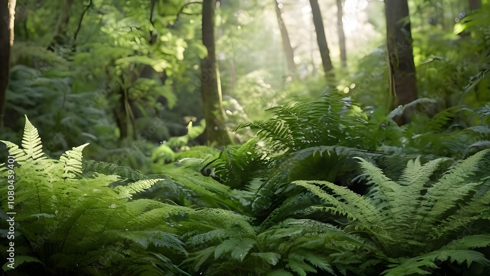 Fototapeta premium Fern leaves in the forest