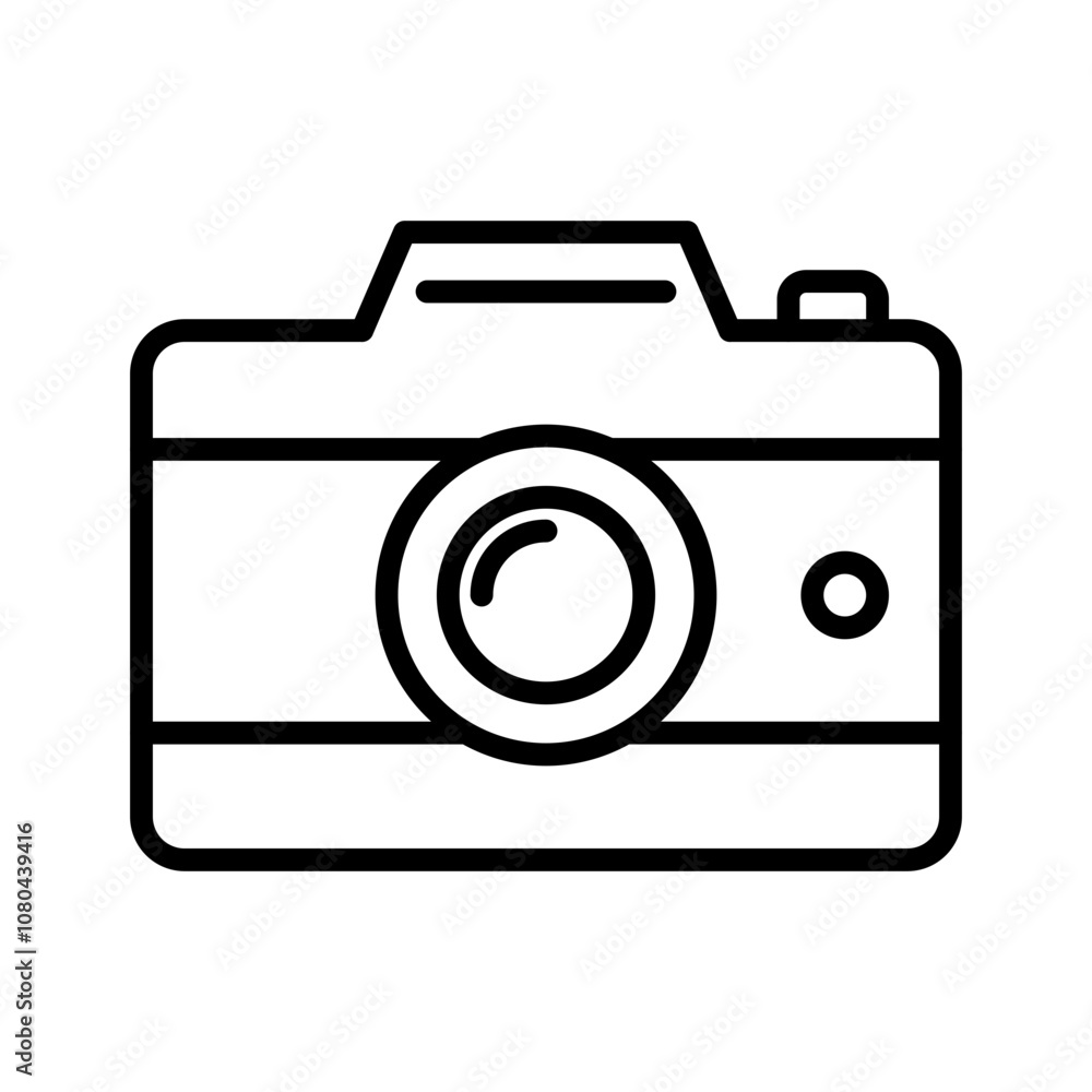 Camera icon linear logo mark in black and white Camera icon linear logo mark in black and white