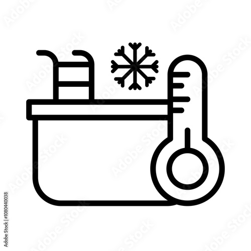 Cold plunge icon linear logo mark in black and white