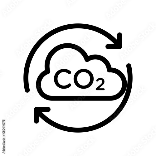 co2 gas carbon dioxide icon linear logo mark in black and white