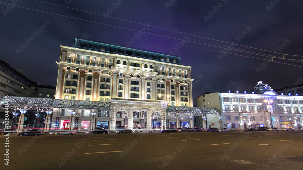 Naklejka premium The head of Tverskaya street of Moscow timelapse hyperlapse.