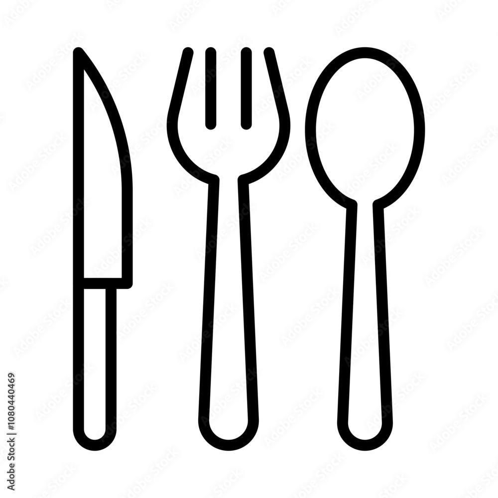 Cutlery icon linear logo mark in black and white Cutlery icon linear logo mark in black and white