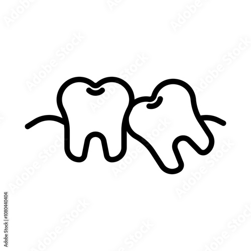 Crooked teeth icon linear logo mark in black and white