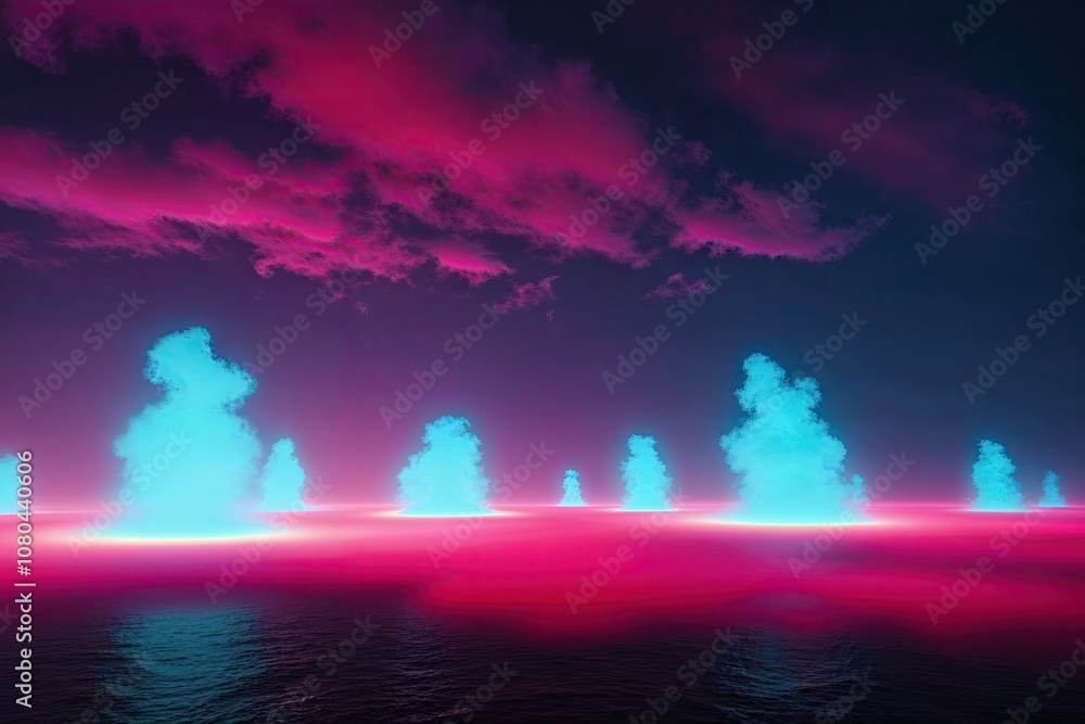 Stunning Surreal Digital Art of Neon Fog Featuring Vibrant Hues and Atmospheric Effects Stunning Surreal Digital Art of Neon Fog Featuring Vibrant Hues and Atmospheric Effects