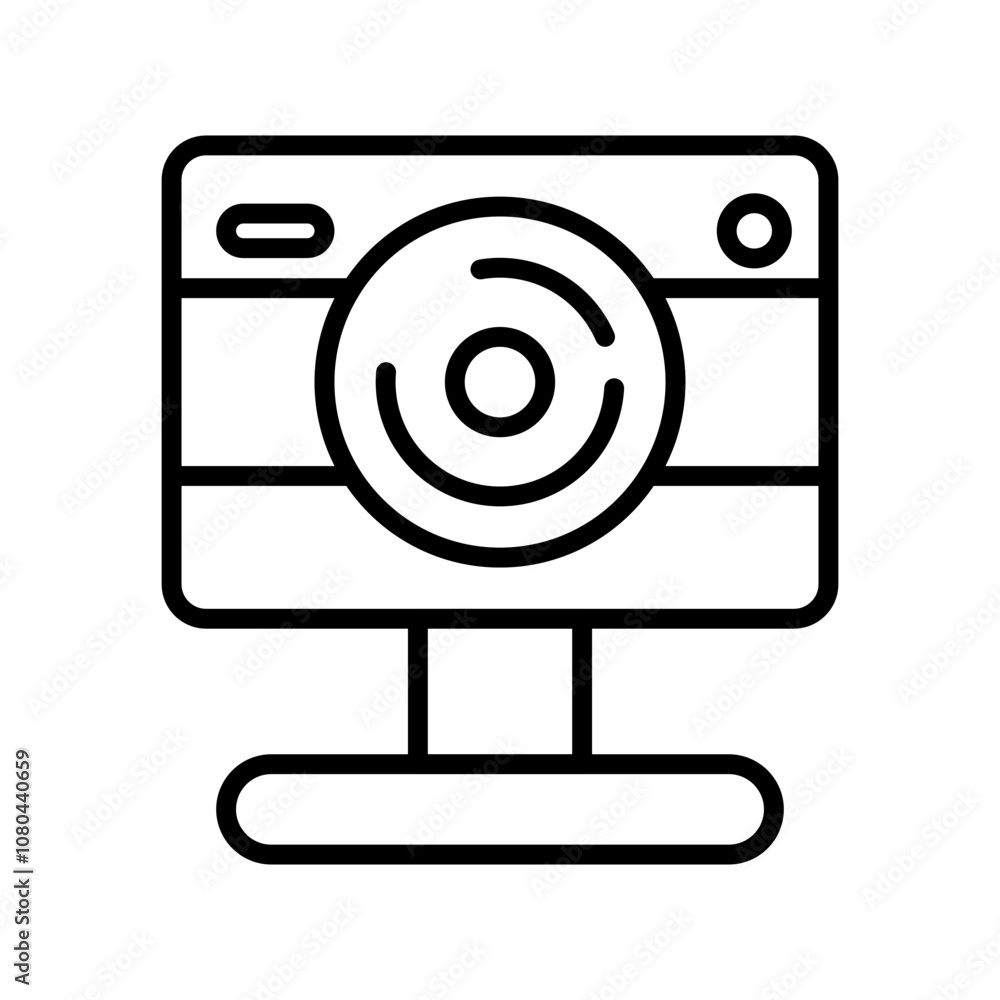 Digital Webcam icon linear logo mark in black and white Digital Webcam icon linear logo mark in black and white