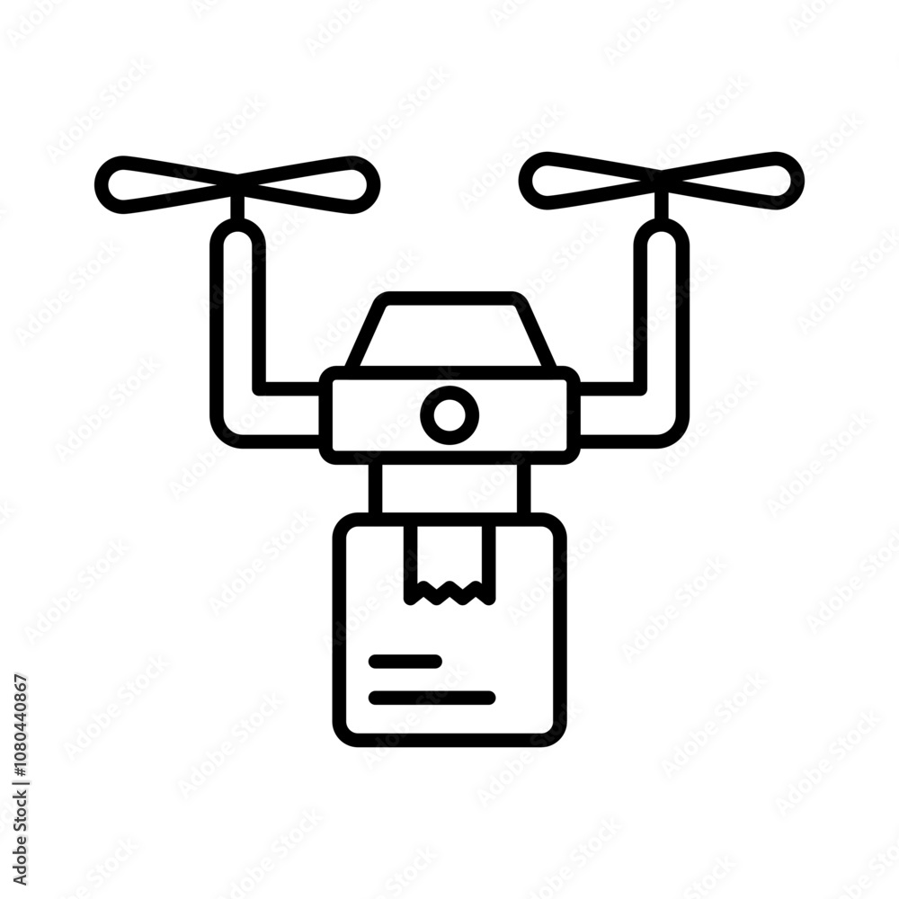 drone delivery icon linear logo mark in black and white drone delivery icon linear logo mark in black and white