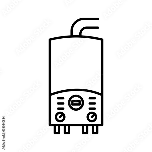 Electric heating boiler icon linear logo mark in black and white
