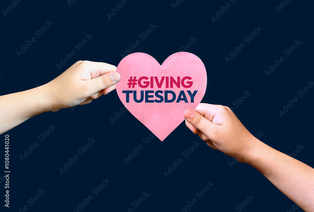 Giving Tuesday backdrop showing giving hand to hand heart with typography written on it. The day is celebrated after thanksgiving, background Giving Tuesday backdrop showing giving hand to hand heart with typography written on it. The day is celebrated after thanksgiving, background
