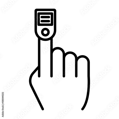 Fingertip pulse oximeter icon linear logo mark in black and white