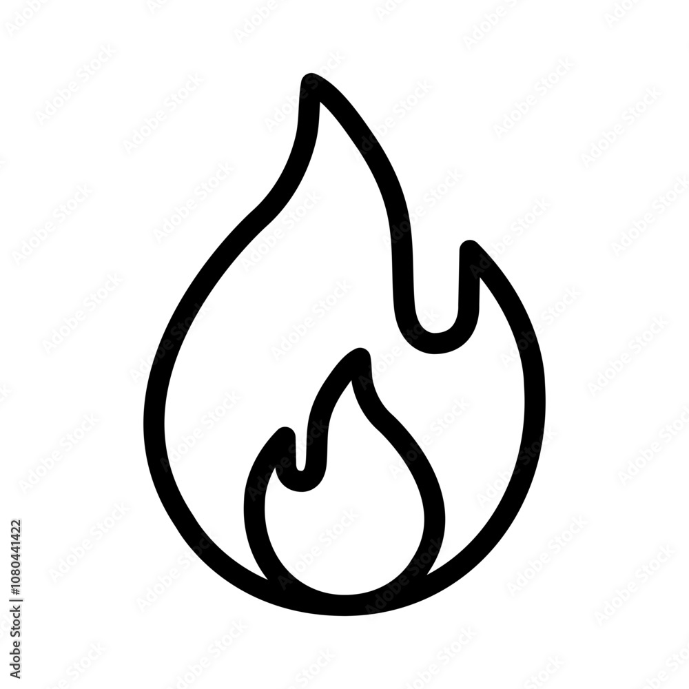 Flame fire icon linear logo mark in black and white Flame fire icon linear logo mark in black and white