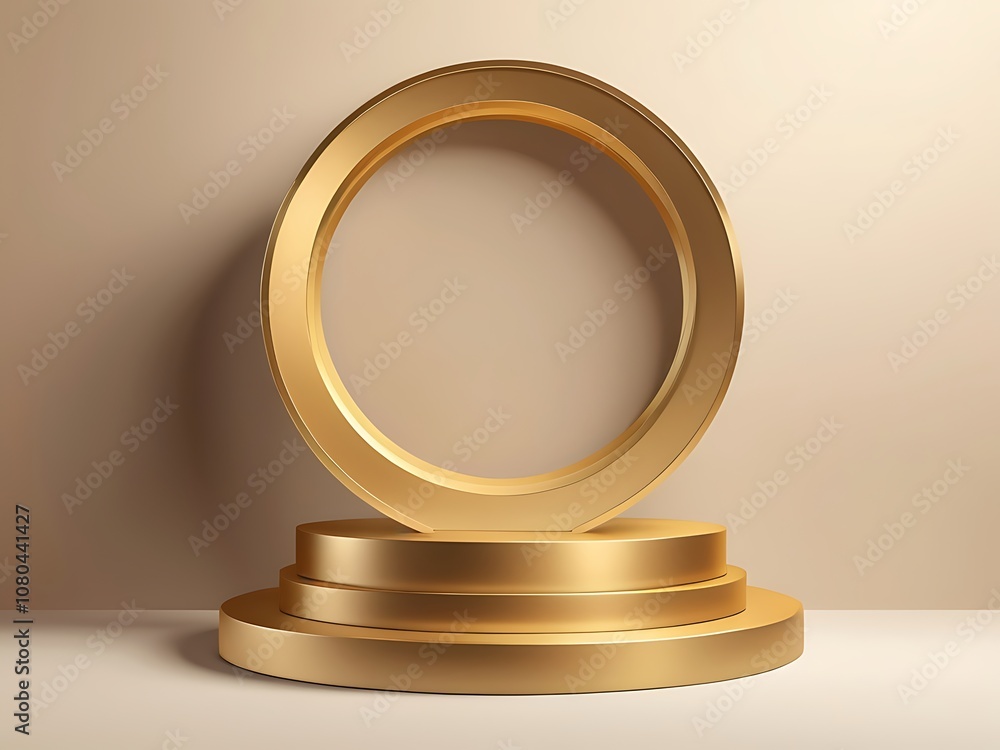 3d luxury gold podium with frame for Abstract round display for product on website Pro Vector 3d luxury gold podium with frame for Abstract round display for product on website Pro Vector