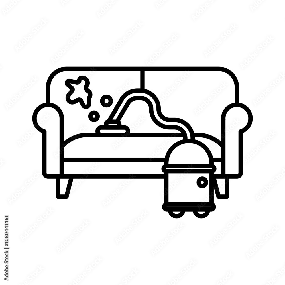 Furniture dry cleaning icon linear logo mark in black and white Furniture dry cleaning icon linear logo mark in black and white