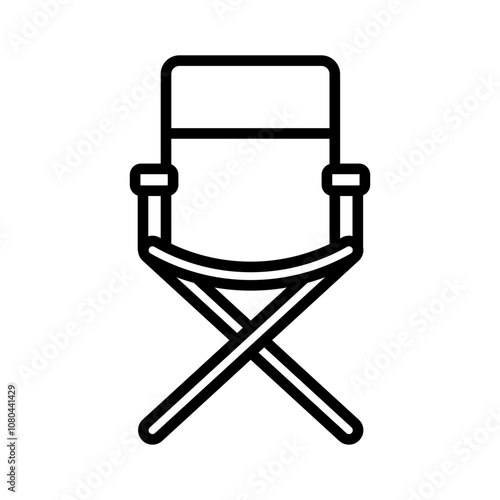 folding chair icon linear logo mark in black and white