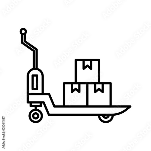 Hand pallet jack icon linear logo mark in black and white