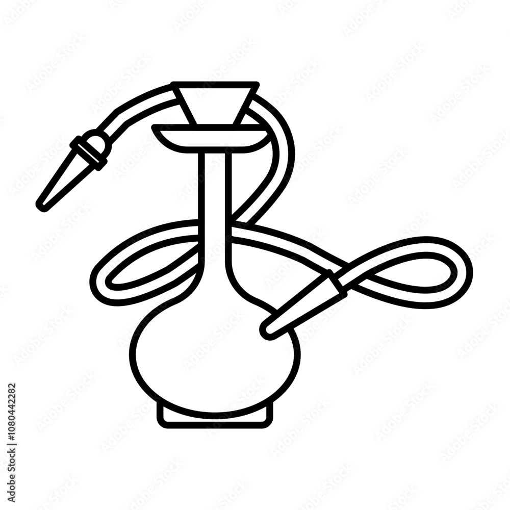 Hookah icon linear logo mark in black and white Hookah icon linear logo mark in black and white