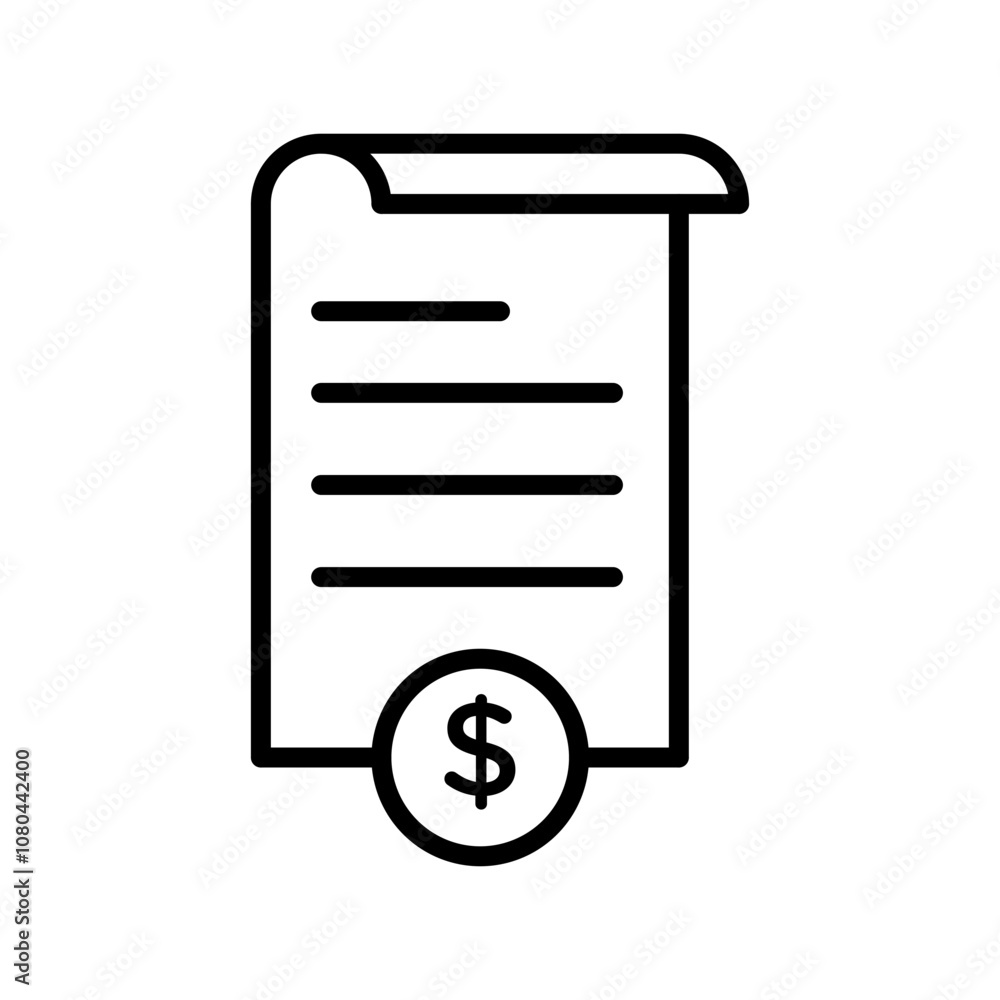 Invoice icon linear logo mark in black and white Invoice icon linear logo mark in black and white