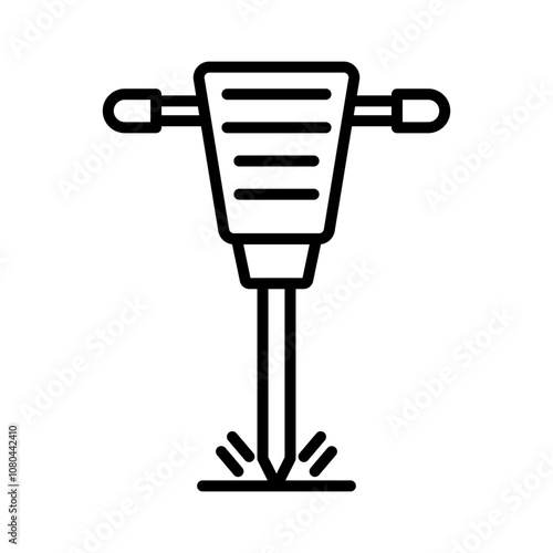 jack hammer icon linear logo mark in black and white