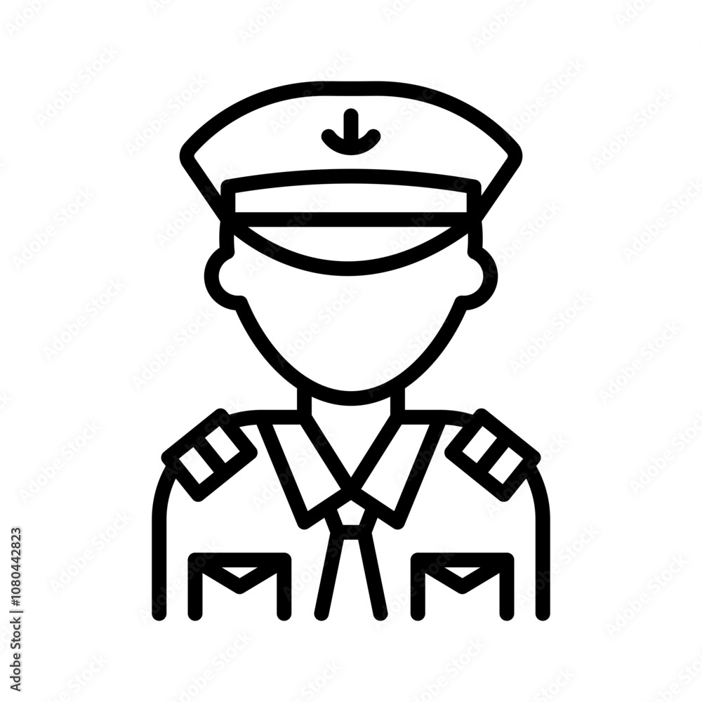 Male chief officer icon linear logo mark in black and white Male chief officer icon linear logo mark in black and white