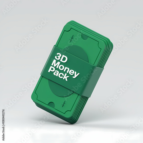 green plastic 3d money pack