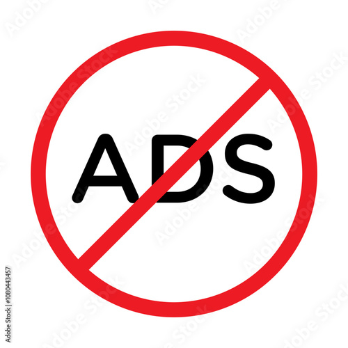 No ads icon linear logo mark in black and white