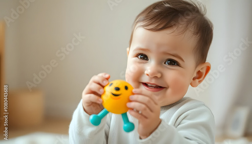 happy child playing with toy