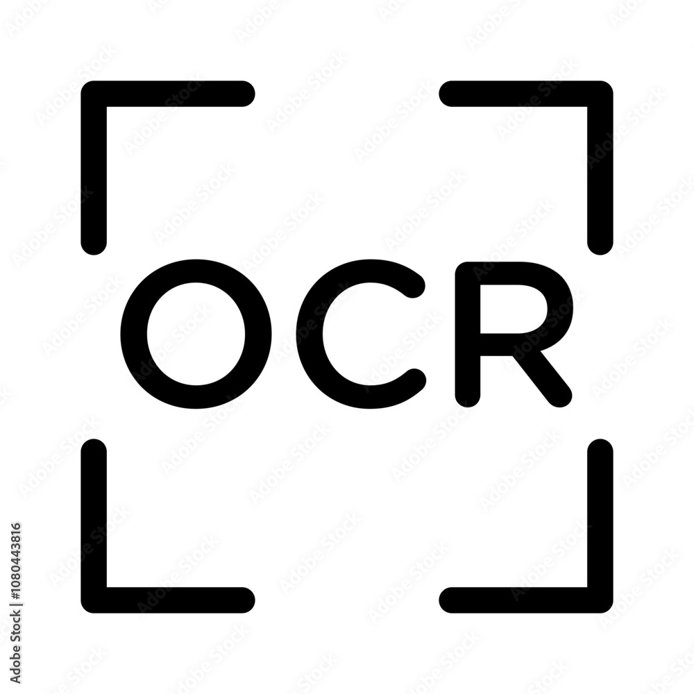 OCR icon linear logo mark in black and white OCR icon linear logo mark in black and white