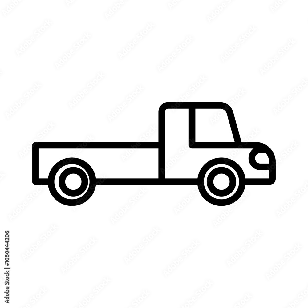 Pickup truck icon linear logo mark in black and white Pickup truck icon linear logo mark in black and white