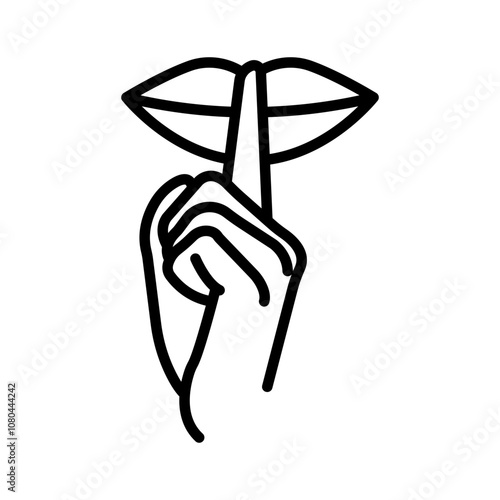 Please do quite pssst icon linear logo mark in black and white