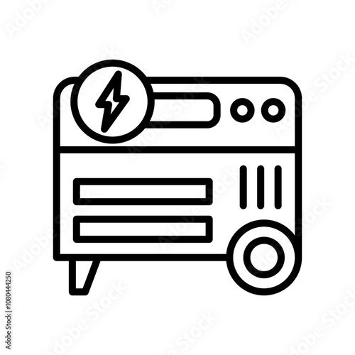 Portable power generator icon linear logo mark in black and white