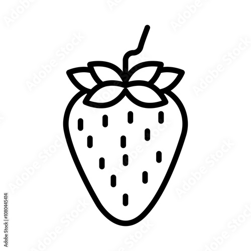 strawberry icon linear logo mark in black and white