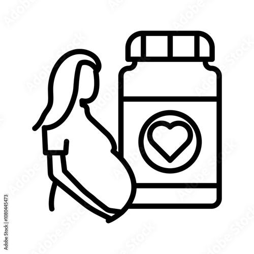 Supplements for pregnant women icon linear logo mark in black and white