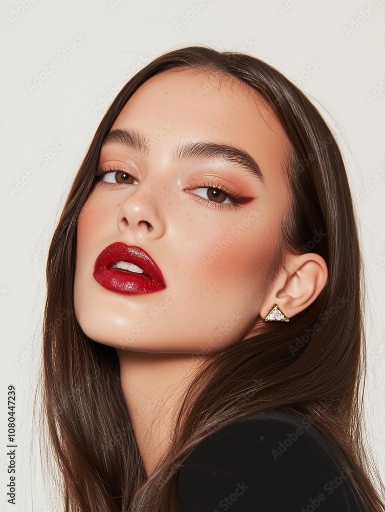A model around 20 years old, with elegant makeup A model around 20 years old, with elegant makeup