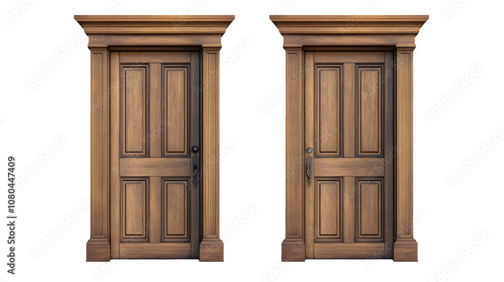 Paneled door isolated on a transparent background Paneled door isolated on a transparent background