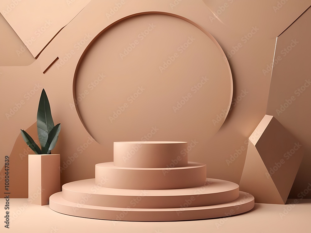 Obraz premium Product pedestal on green natural background