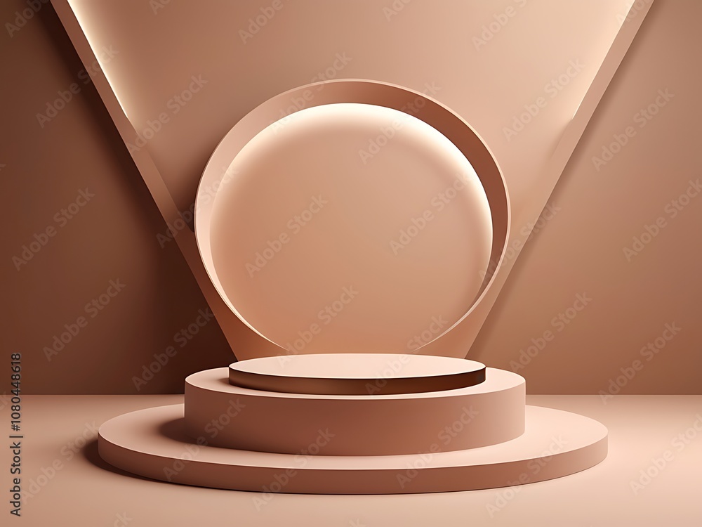 Product pedestal on green natural background Product pedestal on green natural background
