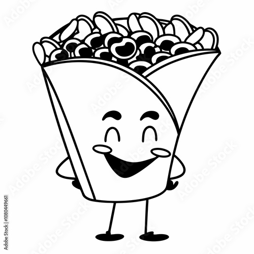 Cute Smiling Burrito Mascot Cartoon Vector Illustration