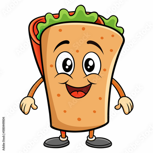 Cute Smiling Burrito Mascot Cartoon Vector Illustration