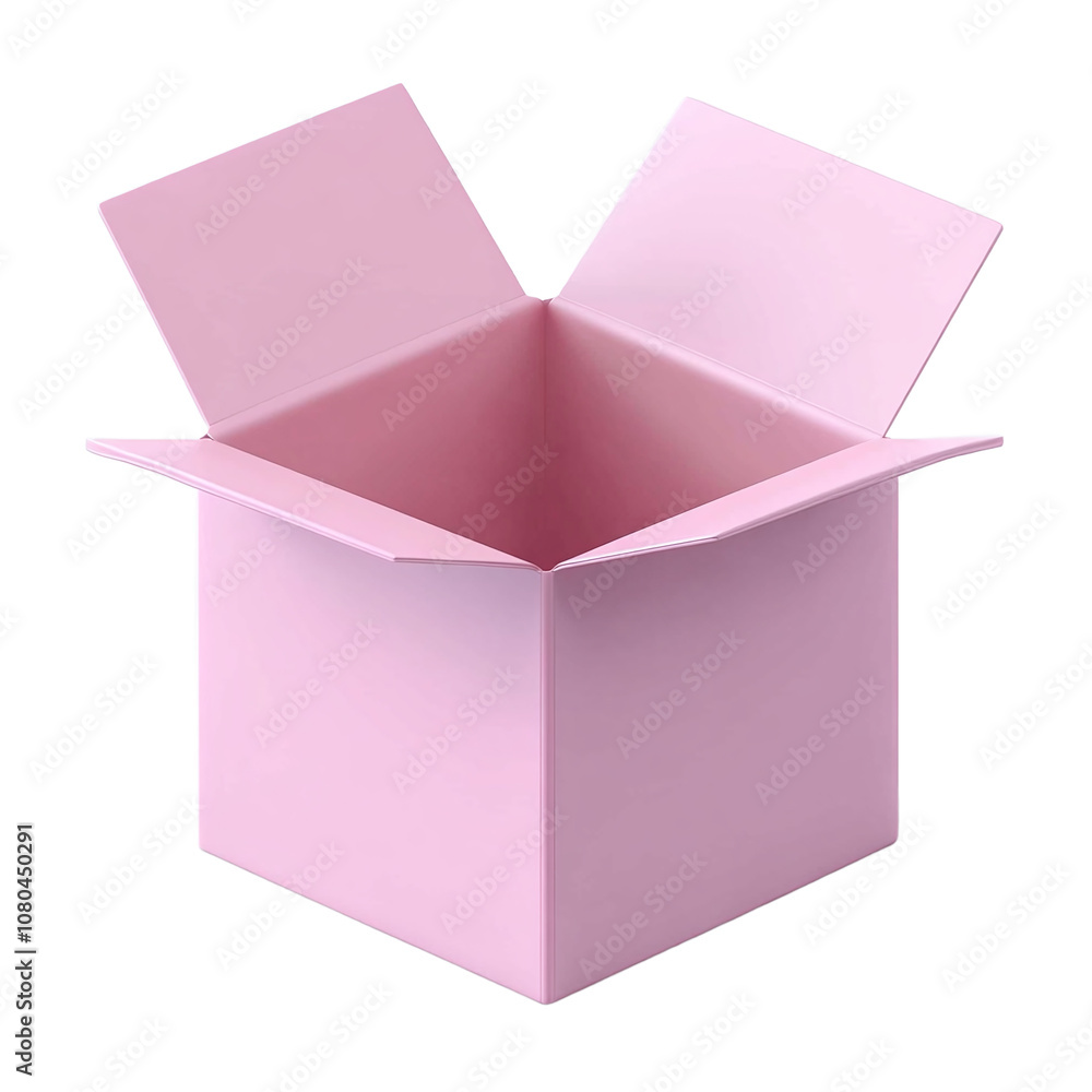 Minimalist Pastel Pink Open Box Isolated on a transparent background Minimalist Pastel Pink Open Box Isolated on a transparent background