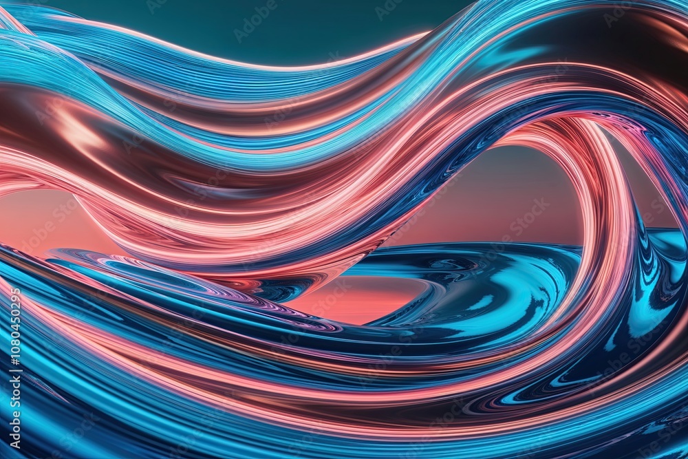 Vibrant Neon Waves Illuminate a Stunning Futuristic Dream Landscape with Blue and Rose Gold Color Gradients Vibrant Neon Waves Illuminate a Stunning Futuristic Dream Landscape with Blue and Rose Gold Color Gradients